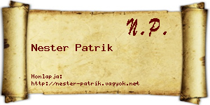 Nester Patrik névjegykártya